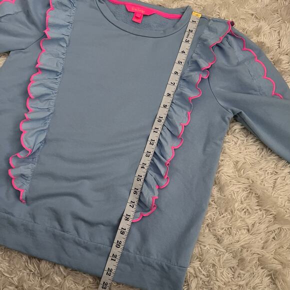 Lilly Pulitzer Blue and Pink Suzy Scalloped Pullover Sweatshirt Size S - Picture 8 of 8